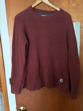 Carhartt Women's Brick Red Crewneck Knit Sweater